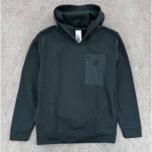 Adidas Pocket Zip Hoodie Mens Medium Dark Green Fleece Pullover JG8148 NWOT